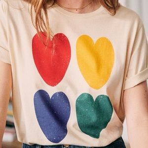 Sézane Heart T-shirt (Cream)
